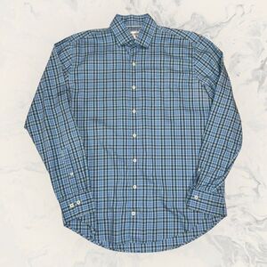 Peter Millar Cotton Silk Blue Plaid Long Sleeve Button Down Men’s Size Large